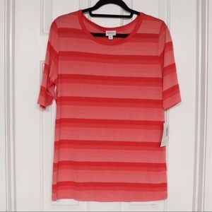 Lularoe GiGi striped Shirt Red and Pink Size XL